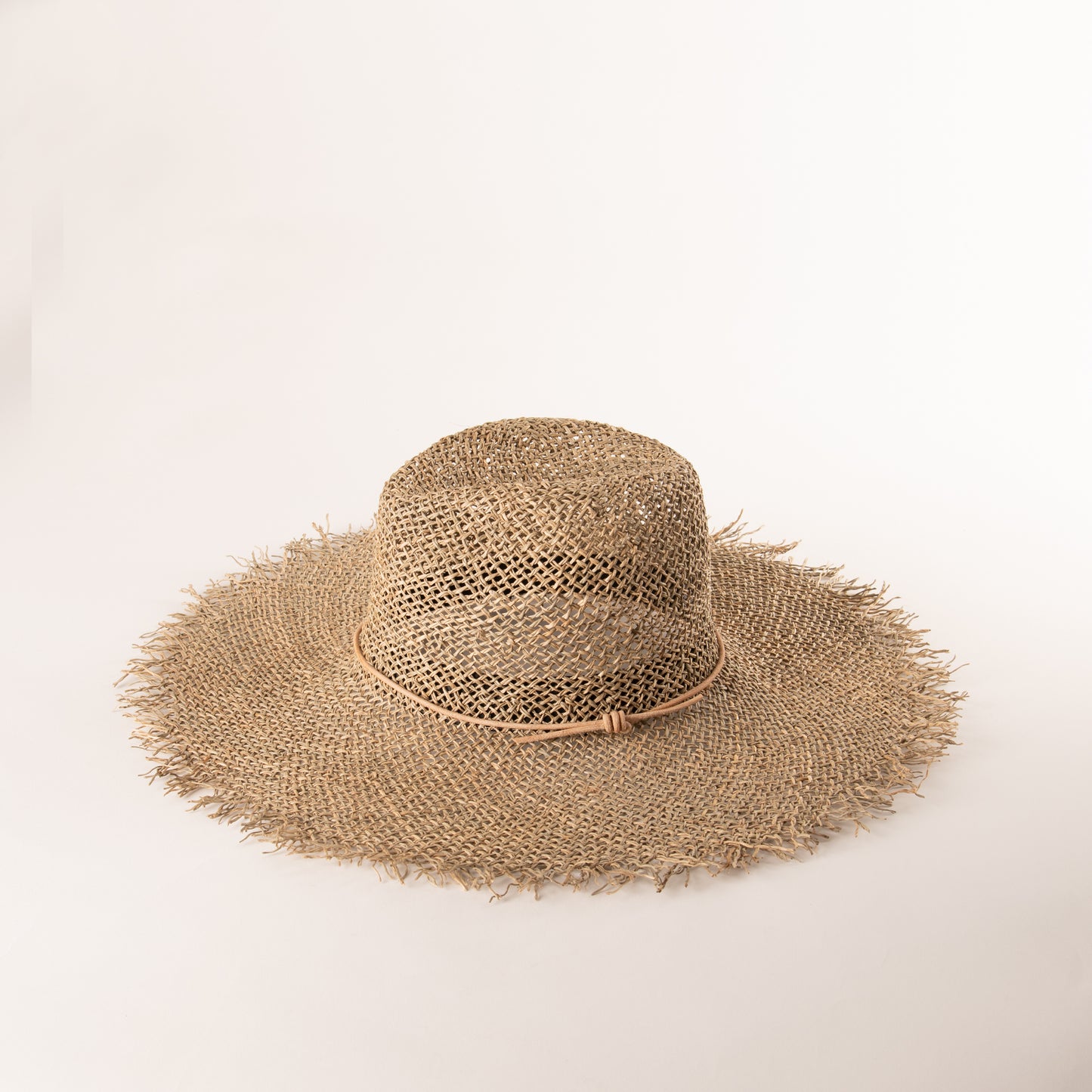 Tully Frayed Fedora – Lightweight Grass Hat with Frayed Brim in Dune, Artisan-Crafted for Summer Style by Per Lei New York.